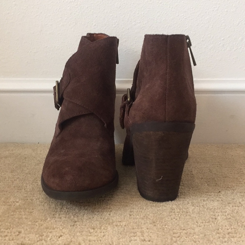 Lucky Brand Buckled Ankle-Zip Suede Booties